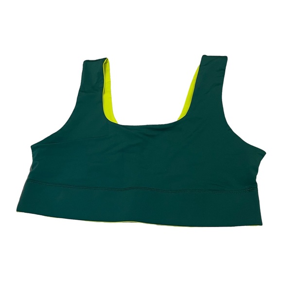 Fabletics Other - Fabletics medium sports bra green yellow reversible pullover activewear running